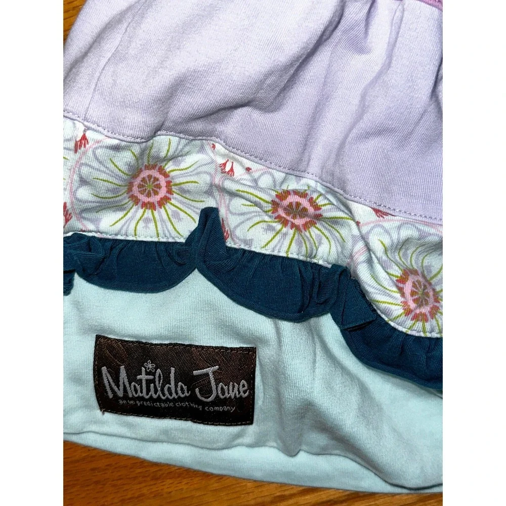 Matilda Jane The Pier Dress Good Hart Girls Size‎ 4 Purple Buttons Tie Front
